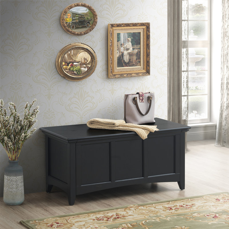 Rustic Black 39" W x 19" D x 18" H Storage Chest with Safety Hinged Lid, Antique Black