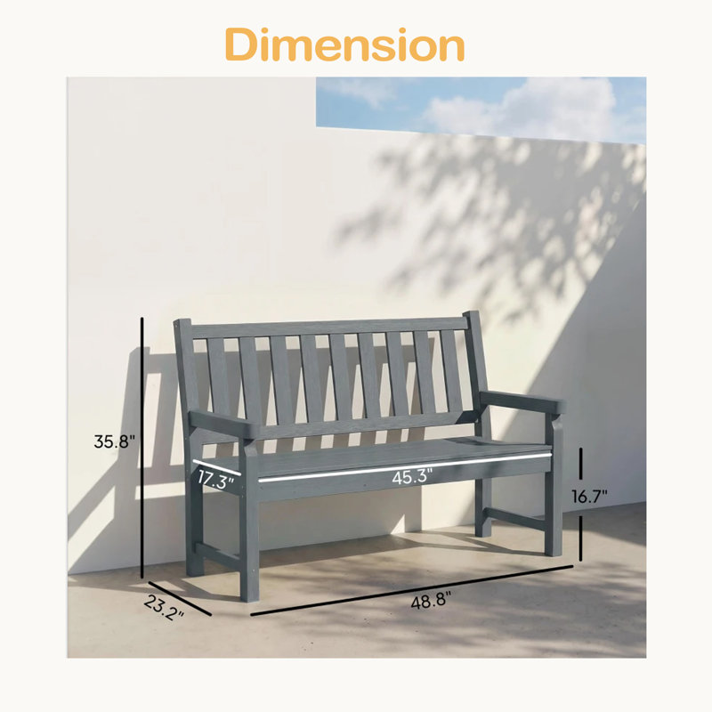 Banc de parc, banc de véranda pour 2 personnes, banc d'extérieur, siège courbé, Gris