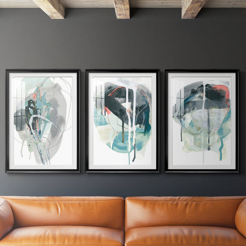 Stone Aperture I  -Custom Framed  Premium Print W Matt - 3 Pieces, Black, 21" H x 30" W
