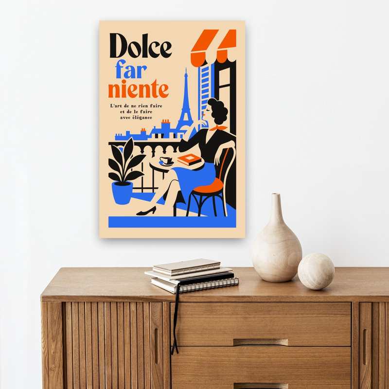 «Dolce Far Niente Paris», impression rétro d'une plante de la ville rétro, H 18 po x l 12 po