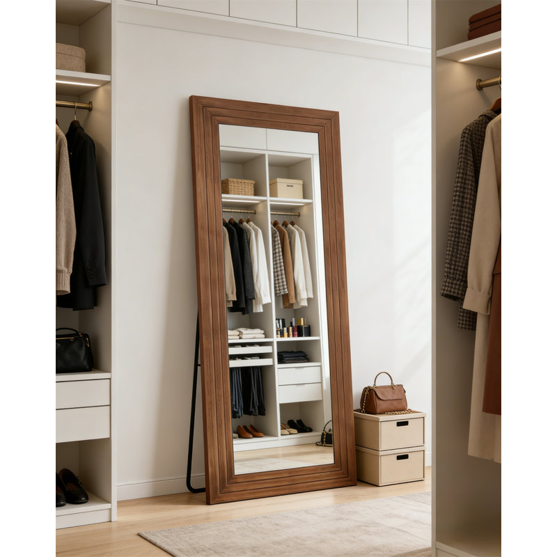 Full Body Mirror, Bracket Floor Mirror, Oversized Vertical Mirror, Large Wall Mounted Mirror, Wall Mounted Mirror, Rectangular Retro Style