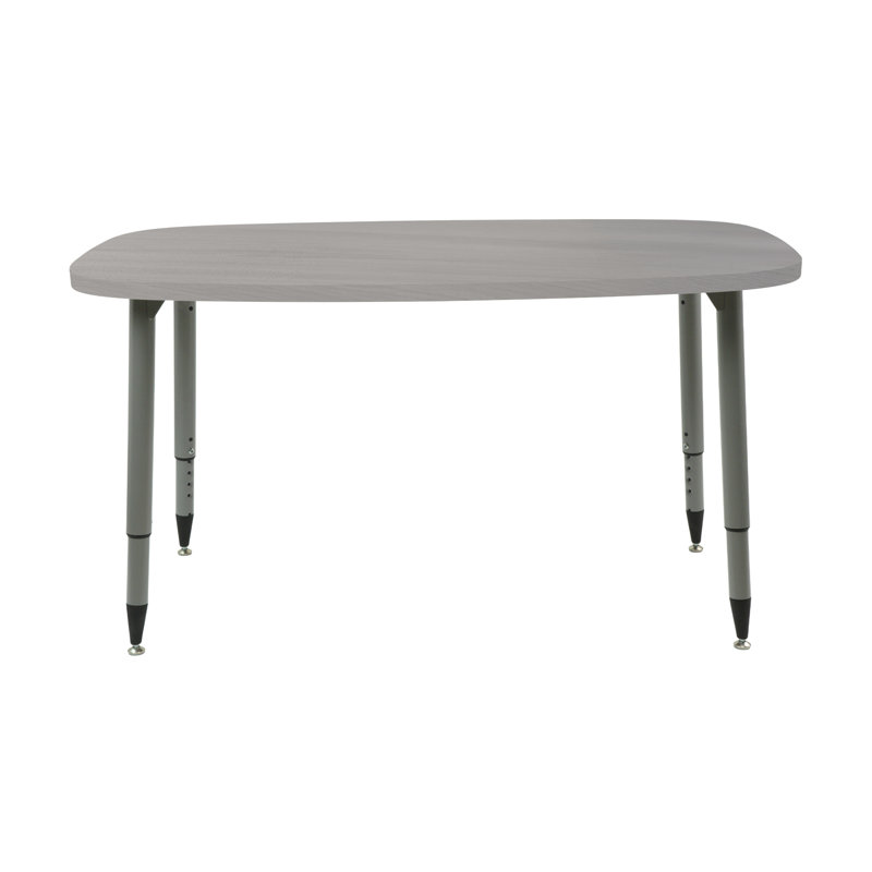 Table d'activité rectangulaire à grain de bois 31 po x 50 po Adapte, Bois gris clair, Argent argent