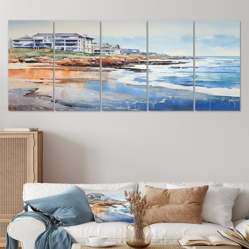 Rummel - Plage et océan, art mural sur toile 5 pièces, H 28 po x l 60 po