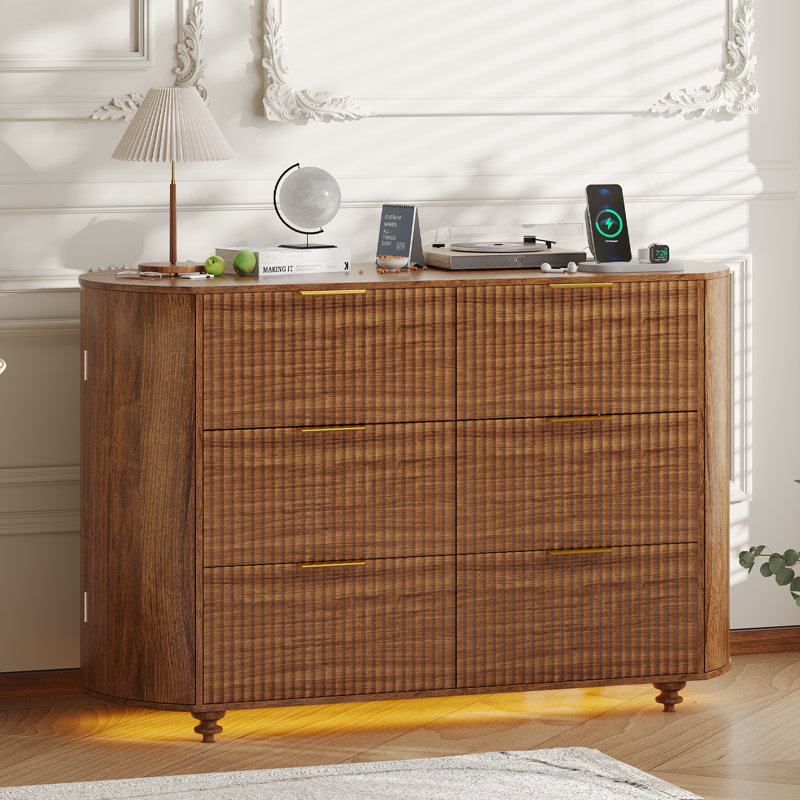Commode cannelée 47 tiroirs l 47,2 po, Brun
