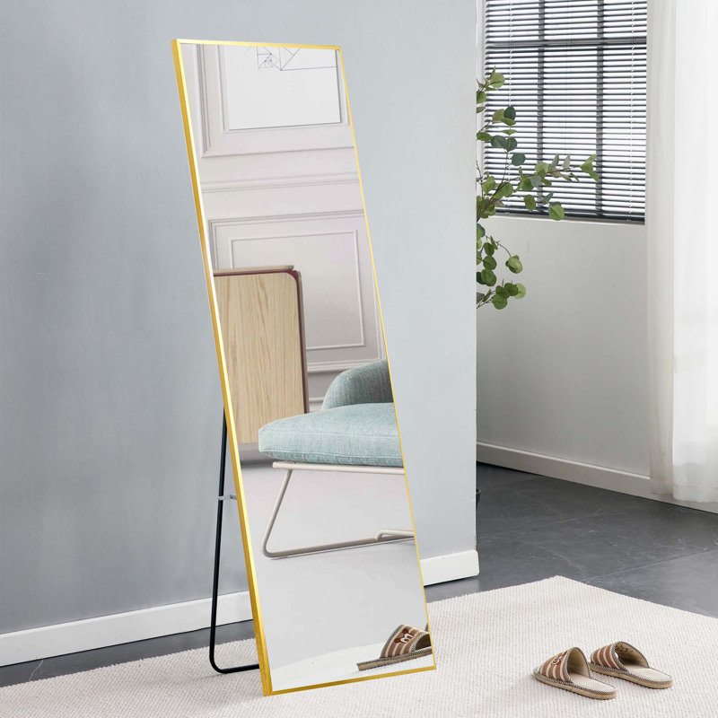 Miroir Quinnisha, H 63 po x l 20 po, Doré, Bois massif