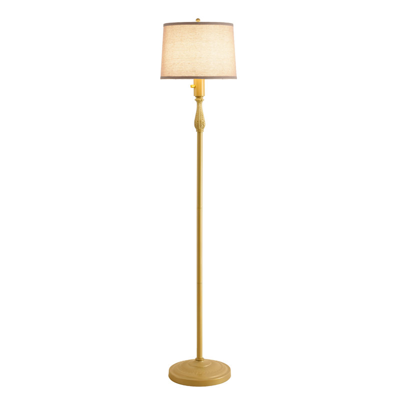 Lampes sur pied dorées à intensité variable pour le salon, ampoule à DEL de 11 W incluse, lampe sur pied avec marbre, grand lampadaire avec abat-jour en lin blanc pour chambre à coucher