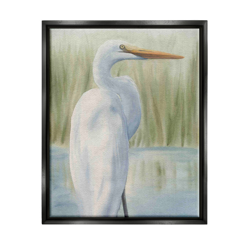 «Stupell Industries Egret Marshland», peinture encadrée sur toile flottante par Grace Popp, H 21 po x l 17 po x P 1,7 po