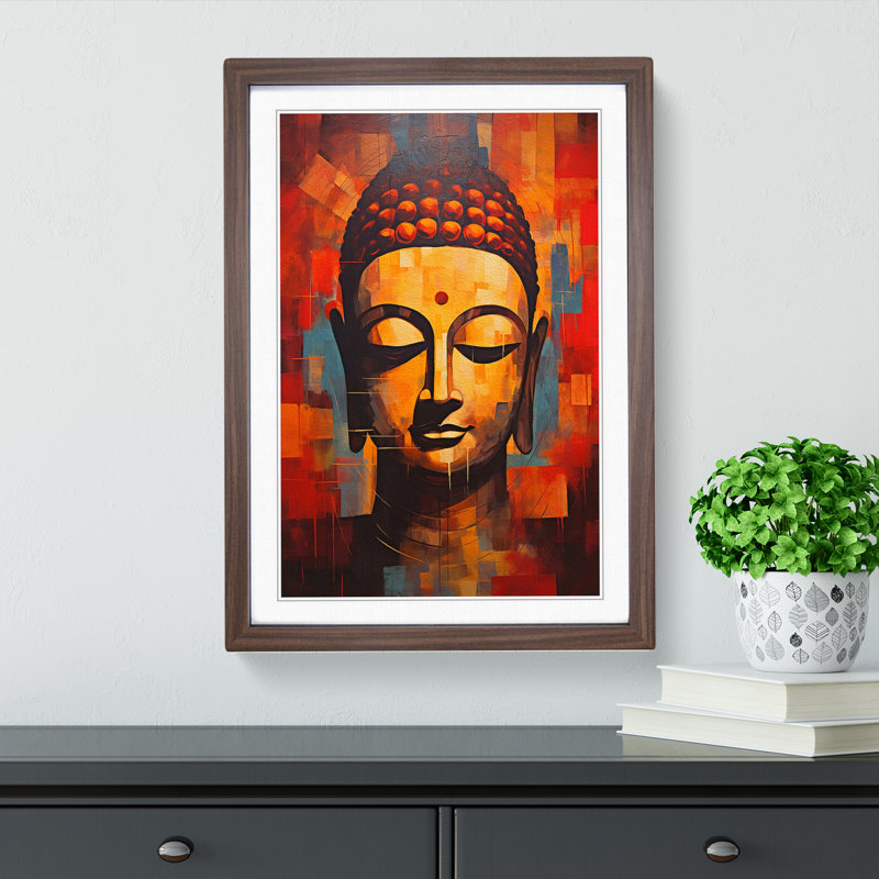 Buddha Constructivism Art - Framed Print, Walnut Framed, 34cm H x 25cm W x 2cm D