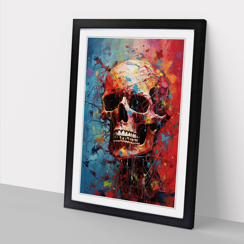 Skeleton - Single Picture Frame Print on Wood, 34cm H x 25cm W, Black Framed