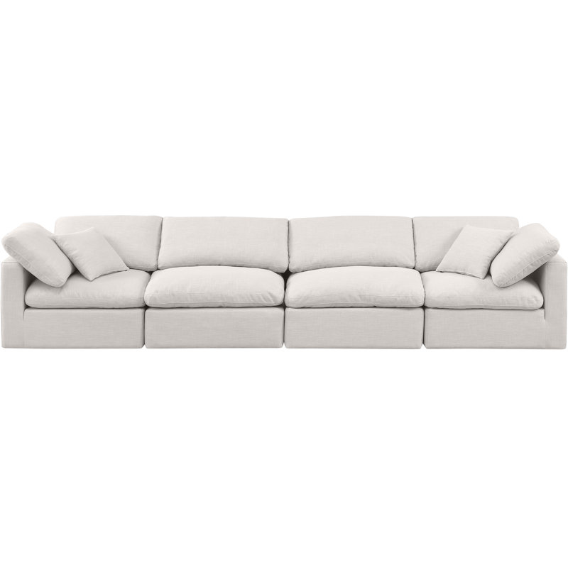 Canapé rembourré 140 po Itala, Tissu crème texturé en lin