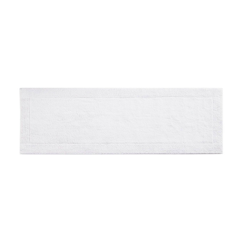 Tapis de bain en coton 3000 g / m², blanc, 24 x 72 po, réversible, doux et moelleux, lavable à la machine à 100%, facile à nettoyer, tapis antidérapant recommandé