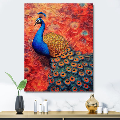 Bleu japonais royal floral paon V - paon, art mural animal