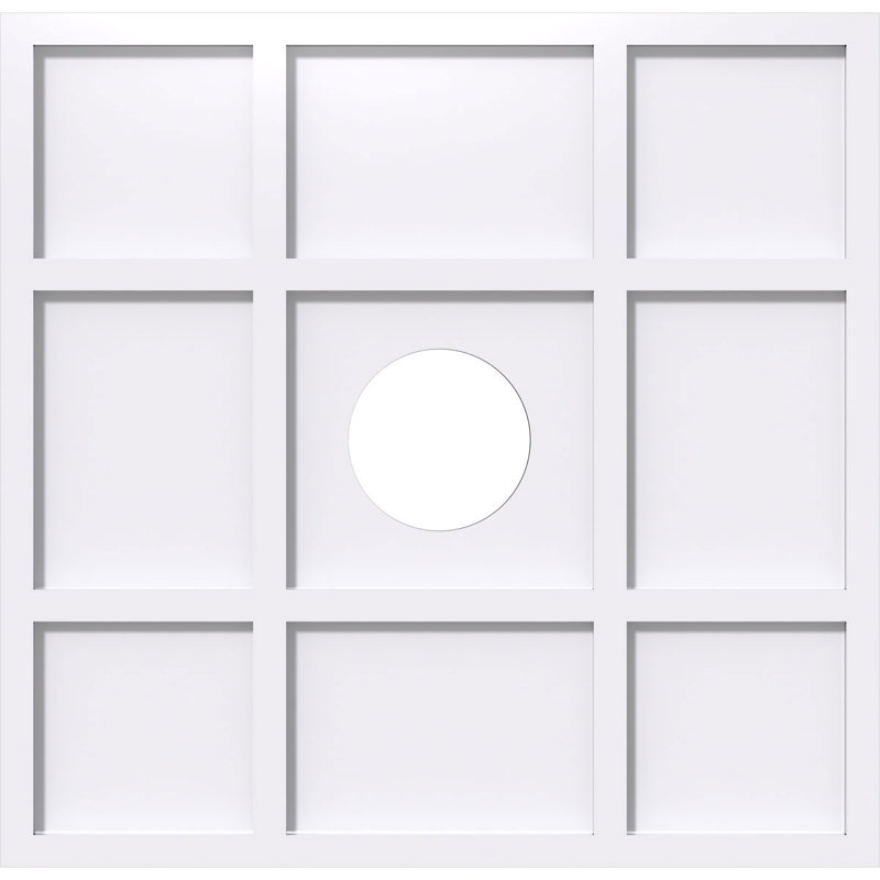 14"OD x 3"ID x 4 3/4"C x 1"P Rubik Architectural Grade PVC Contemporary Ceiling Medallion, 14" H x 14" W x 1" D