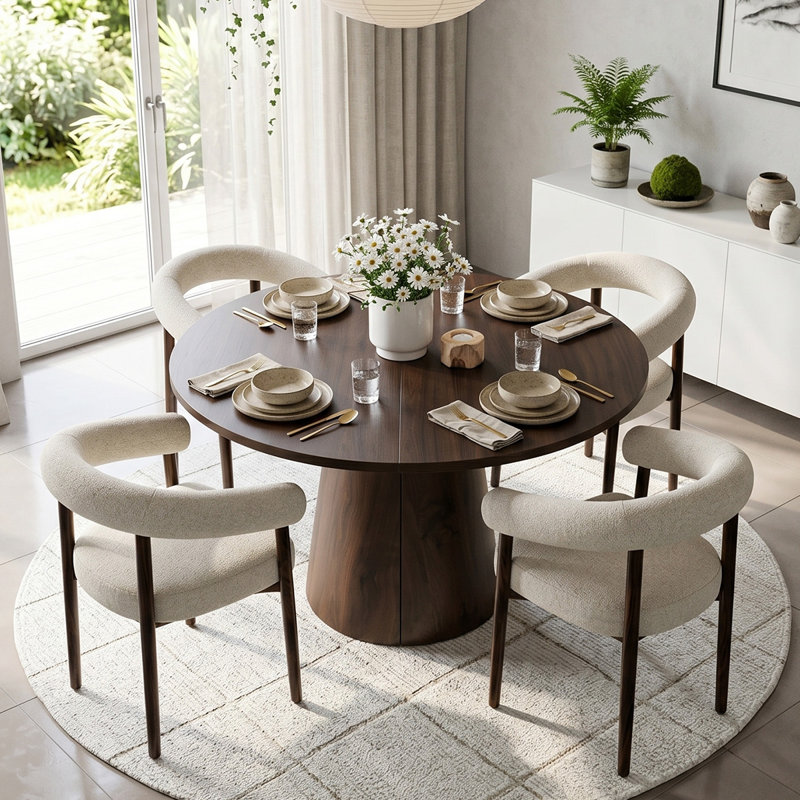 Ensemble de table de salle à manger extensible 47 "à 83" avec fauteuils rembourrés, 5 Pieces: Table, 4 Chairs