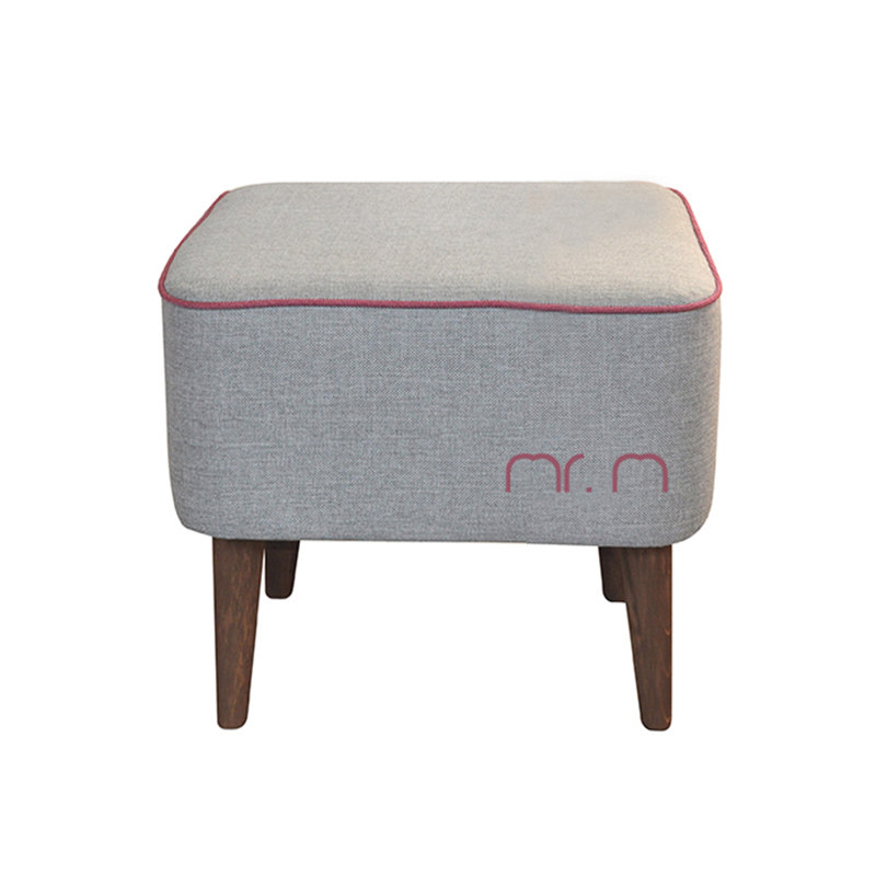 Mr.M 40cm Wide Square Footstool Ottoman, Grey/Rose