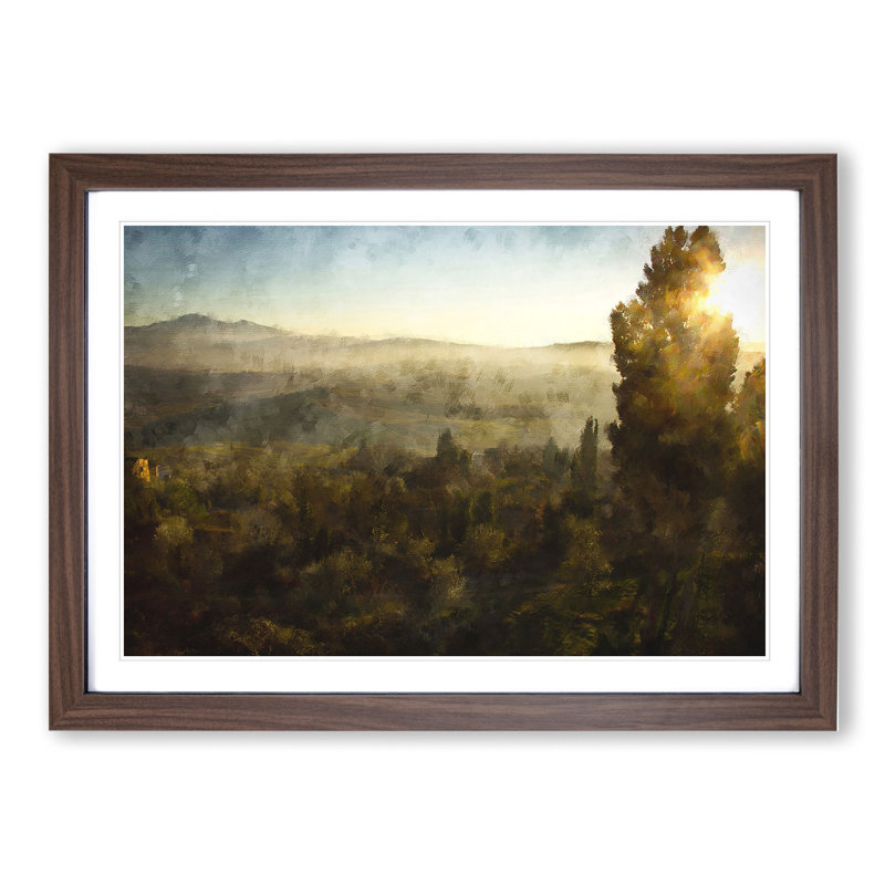 View over Tuscany - Picture Frame Graphic Art, 27cm H x 36cm W x 2cm D, Walnut