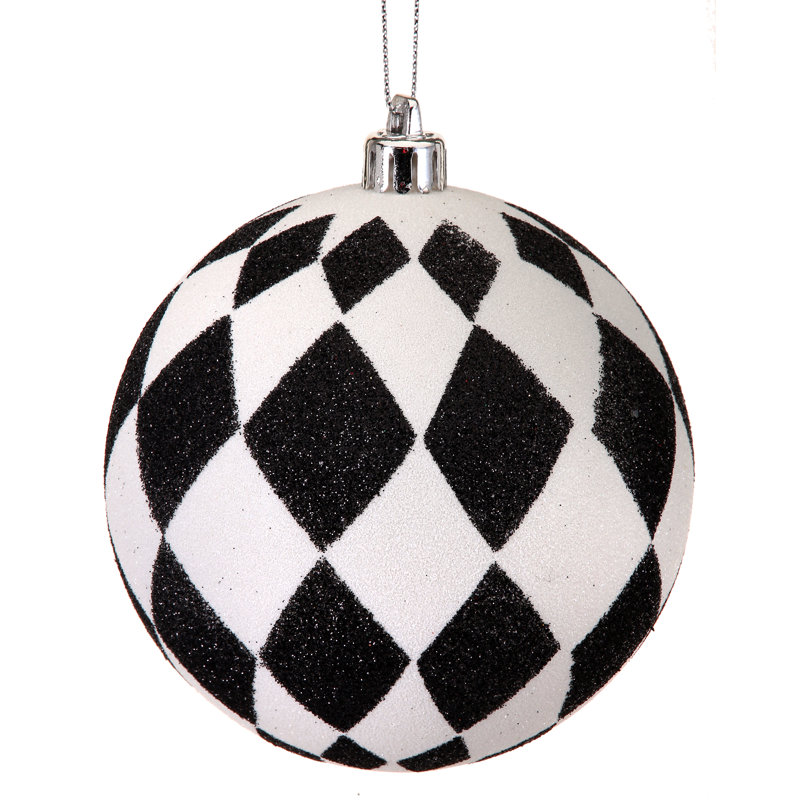 Ornement boule scintillante Harlequinn, Noir / Blanc
