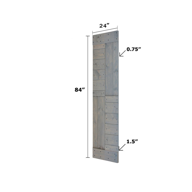 Patented Product S Series Solid Wood Double Sliding Barn Door With Hardware Kit(Set of 2)-Assembly Needed, French Gray