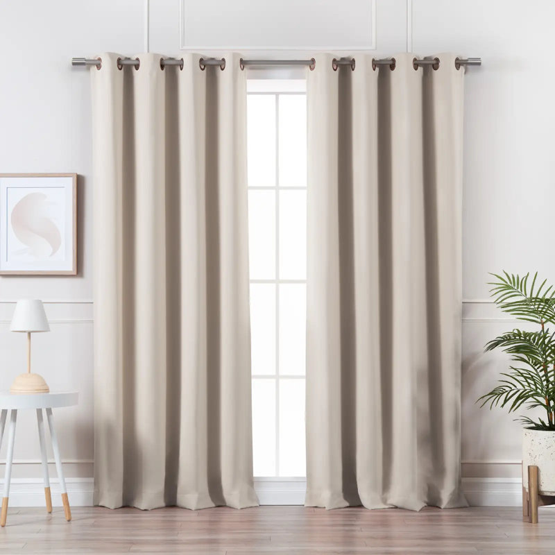 Adina Sevan Solid Thermal Grommet Curtain Panels, 52"W x 84"L, Biscuit