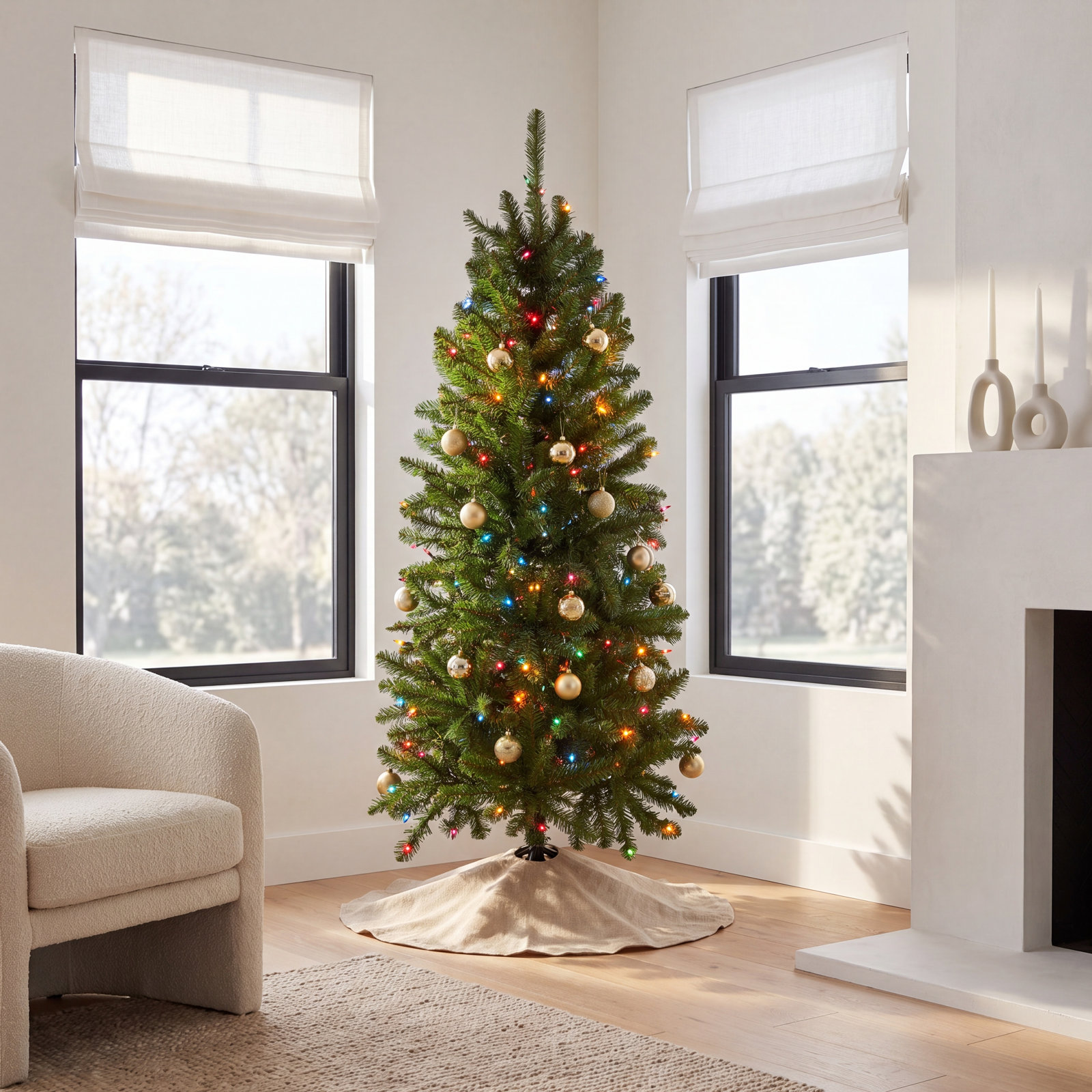 Pre-Lit Fir Christmas Tree, 4.5'