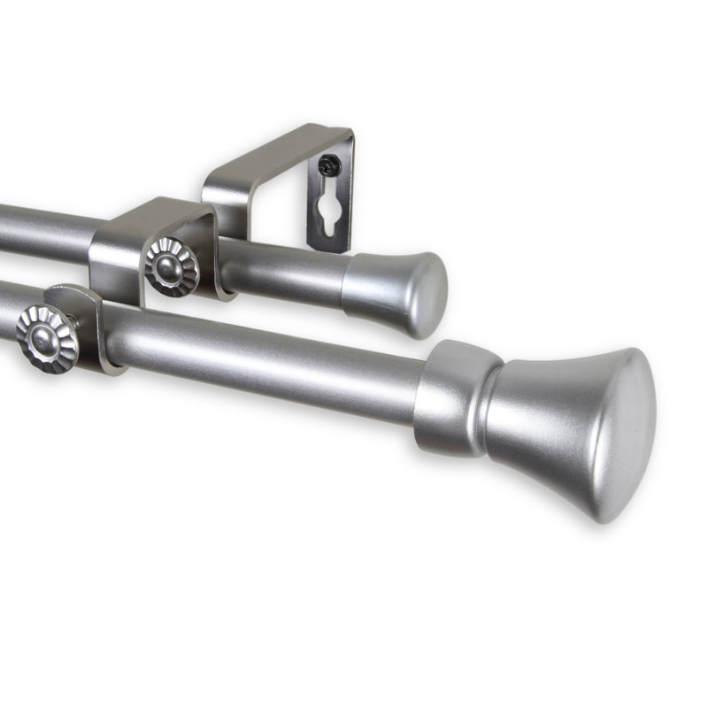 Tringle à rideaux double Welt, l 84 po à 120 po, Nickel satiné