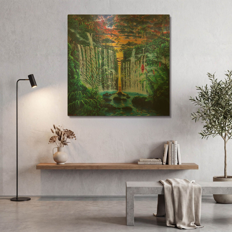 « Paradis » de Jan Kasparec, tableau mural en métal doré, 91,4 cm x 91,4 cm, 36 po x 36 po