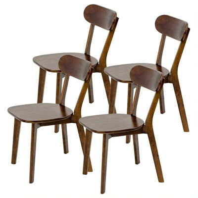 Ensemble de 4 chaises de salle à manger en bois massif naturel, fini noyer, pour salle à manger, cuisine, salon et bureau.