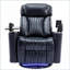 Siège de cinéma inclinable électrique inclinable avec rangement à bras cachés, lumières DEL, porte-gobelets, plateau pivotant | Bleu marine | Cuir PU