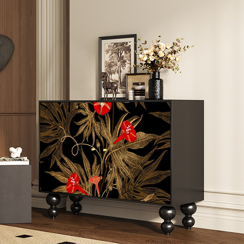 Armoire de salon artistique à motifs floraux