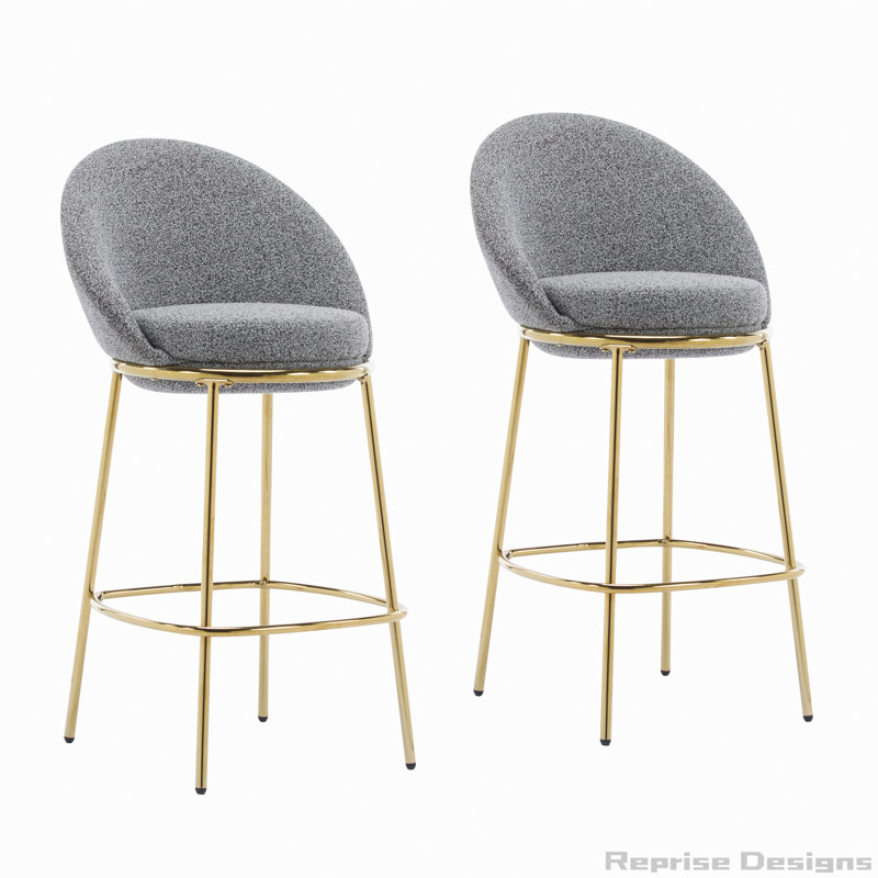 Tabouret de bar rembourré en métal, ensemble de 2, Gris