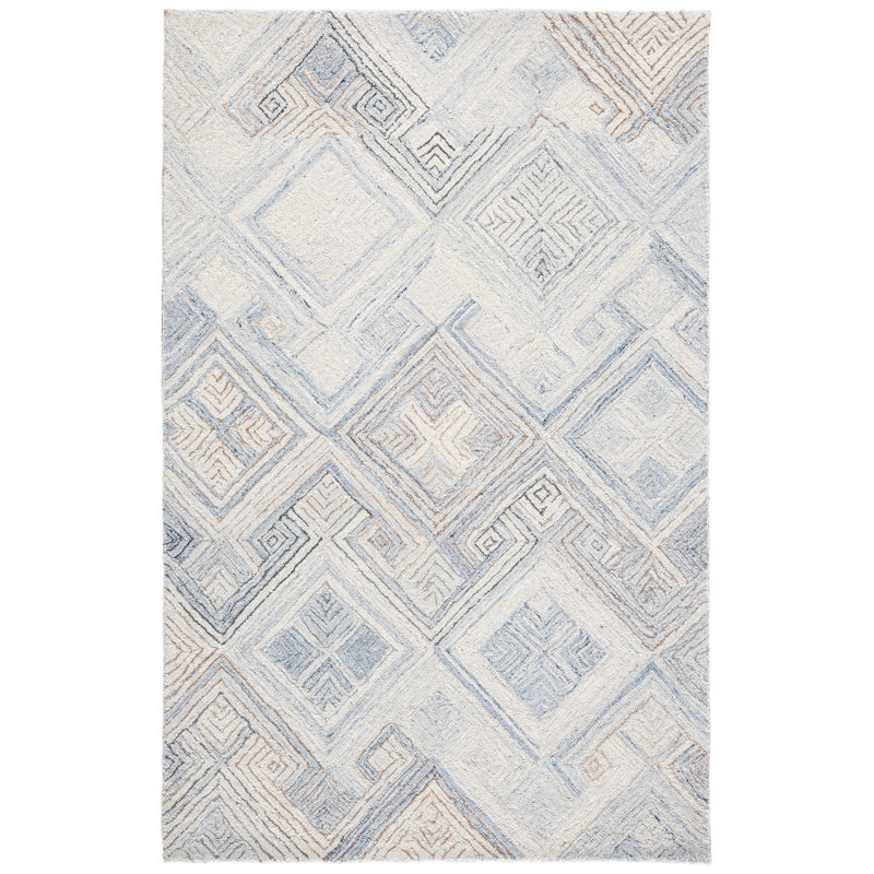 Micro-Loop 957 Hand Tufted Wool Pile Geometric Rug, Rectangle 4' x 6'