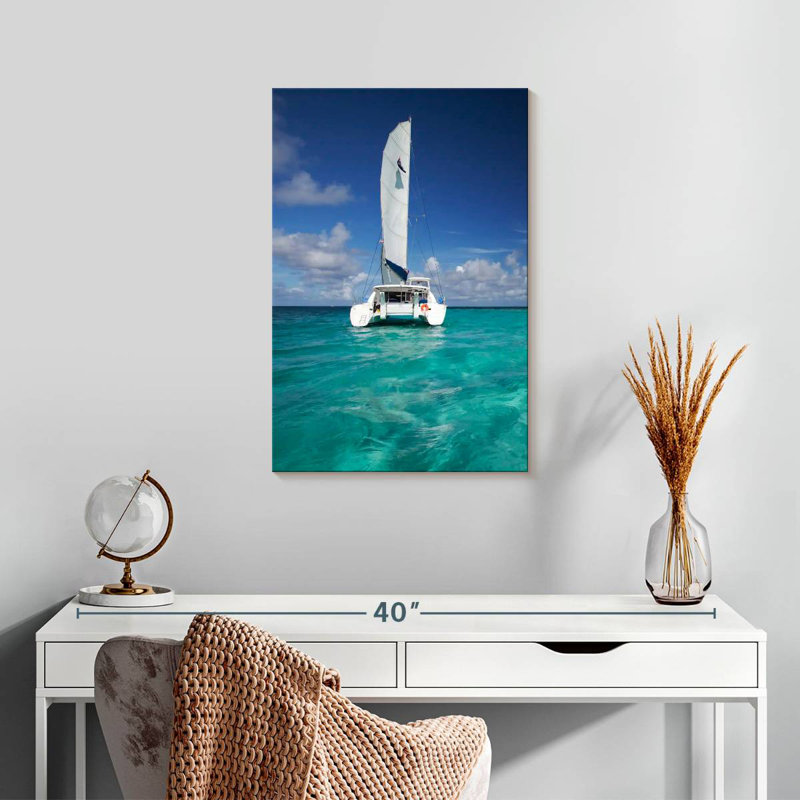 Aime Turquoise Sea Catamaran, 24" H x 16" W