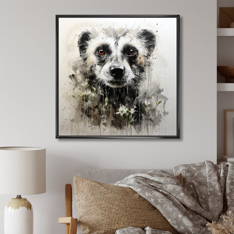 «Grey Meadow», art mural Meercat II rétro, Cadre flottant noir, H 36 po x l 36 po x P 1,5 po