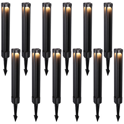 15.12" Aluminum Modern Low Voltage Outdoor Pathway Lights for Walkways and Gardens, Integrated Landscape Lighting, 12V/4W, Warm White