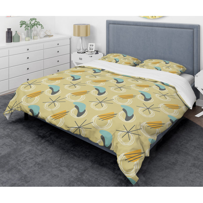  Ensemble de housse de couette Mid-Century Retro Abstract II, Housse de couette double / grand et 2 taies