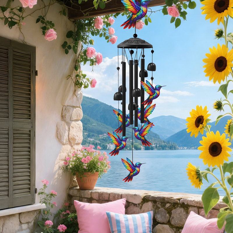 Carillon à colibri en métal avec tubes en aluminium, 4