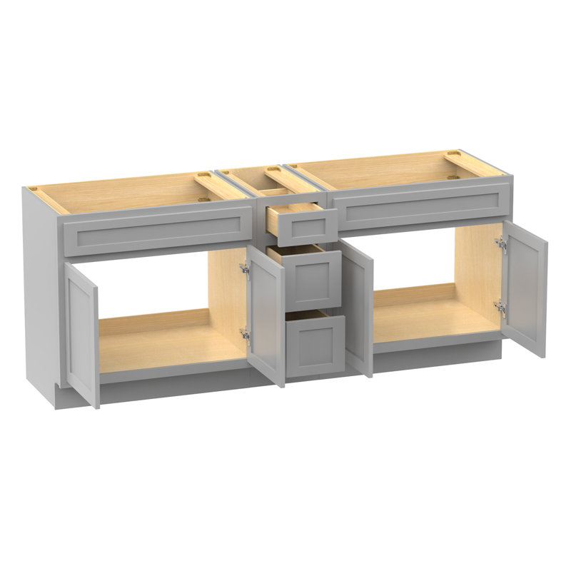 Base de meuble-lavabo double 72 po 72 po, Gris