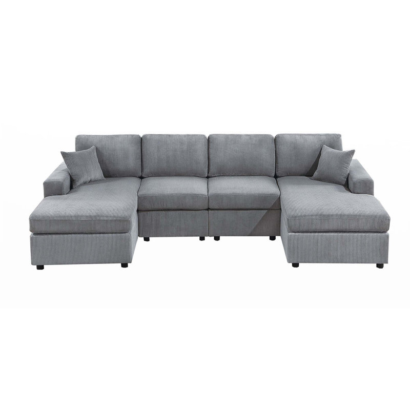 2Pc Sectional Set, Fog Corduroy