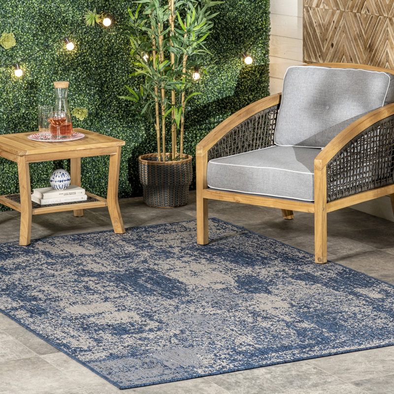 Tapis intérieur / extérieur bleu Entela, Rectangle 5 pi x 8 pi