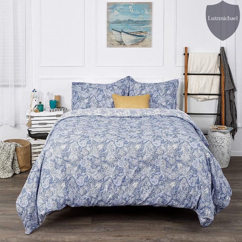 Microfiber 3 Piece Comforter Set, Blue, Full/Queen Comforter + 2 Standard Shams