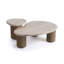 Table basse Marbello avec plateau en béton à effet travertin et pieds en faux bois pour intérieur et extérieur