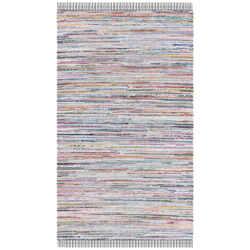 Karlhans Hand Woven Denim/Cotton Rug in Black/Pink, Round 6'