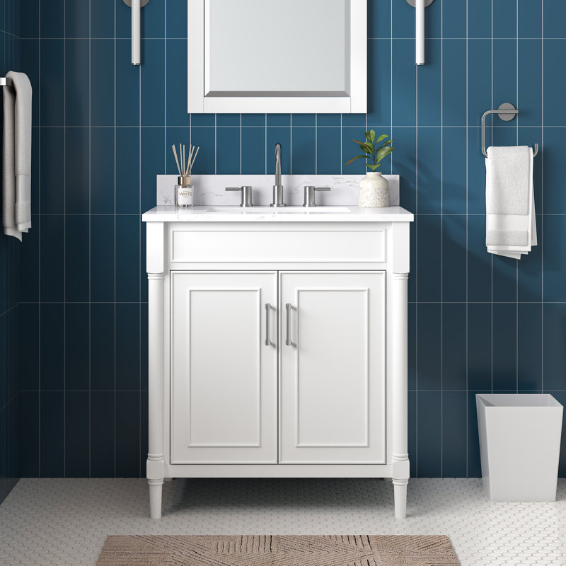 Bristol 31'' White Single Bathroom Vanity with Marble Top