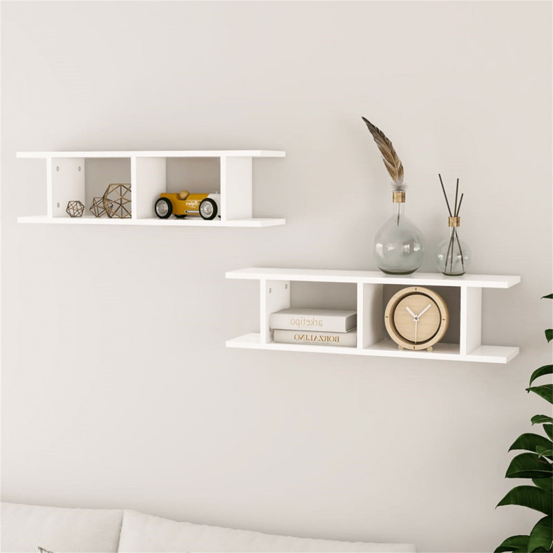 Averyonna 2 Piece Floating Shelf, 20 cm H x 90 cm W x 18 cm D, Black