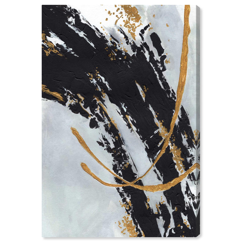 «Think Gold II», peinture sur toile abstraite par Art Remedy, Toile tendue, H 15 po x l 10 po