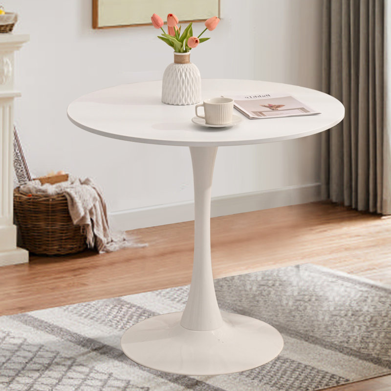 42.12 inch Round Dining Table,White, White, 28.7" H x 42.12" W x 42.12" D, White