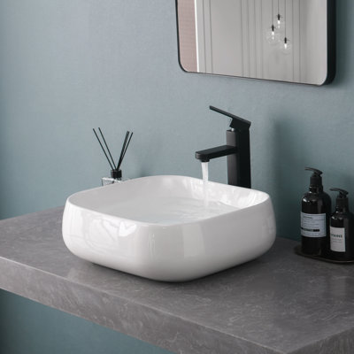 Paklorde 15.75'' White Ceramic Rectangular Bathroom Sink