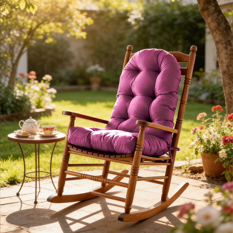 High-Back Seat Cushion - Waterproof Outdoor Adirondack Chair Cushion For Patio Furniture With Tie, Vibrant Color, Premium Elastic Padding, Multi-Scenario Use,Plum