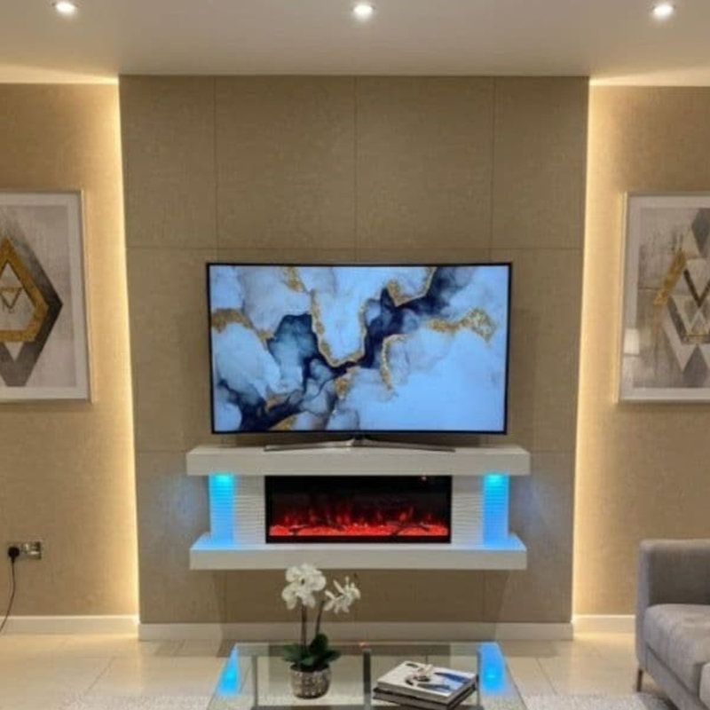 Metro Lane 140cm W White Electric Fireplace