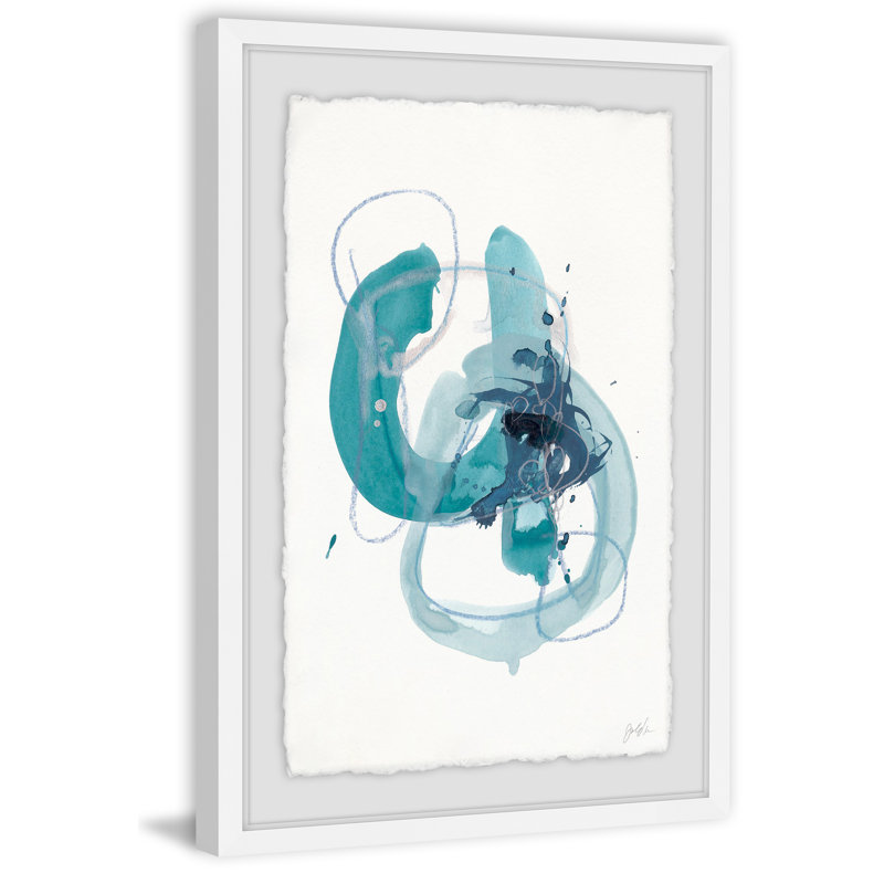 « aqua orbit ii », reproduction de peinture à l’acrylique encadrée, H 36 po x l 24 po x P 1,5 po